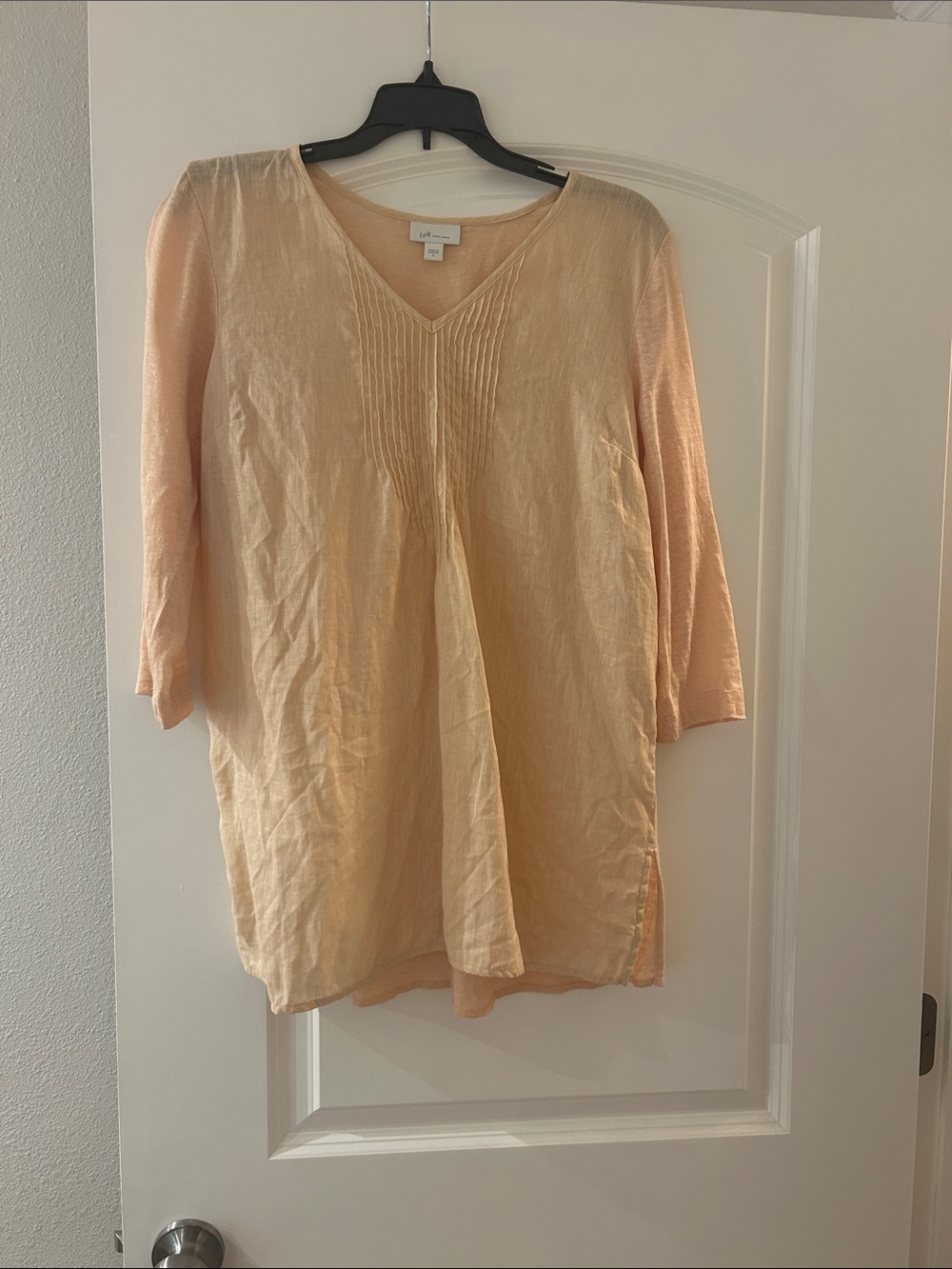 J. Jill Peach V-Neck Linen Pintuck Tunic